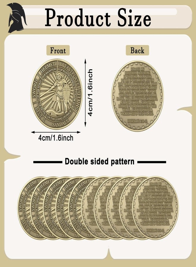Nosiny 20 Pcs Armor of God Coins Metal Christian Challenge Coins for Religious Prayer Collector Christian Church School Party Commemorative Gifts (Vintage Style 2) - Image 2